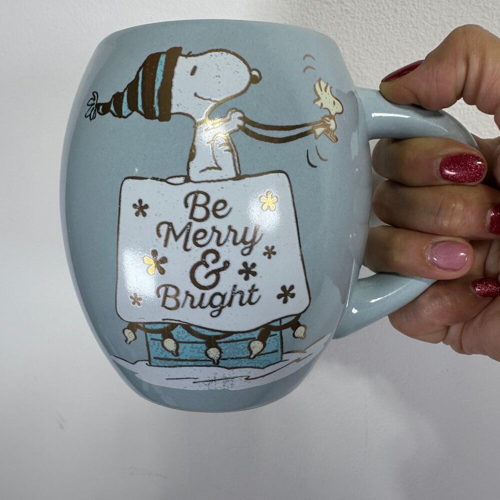 Peanuts Snoopy Be Merry & Bright Christmas Mug | 18 oz Ceramic Holiday Mug - Picture 2 of 3